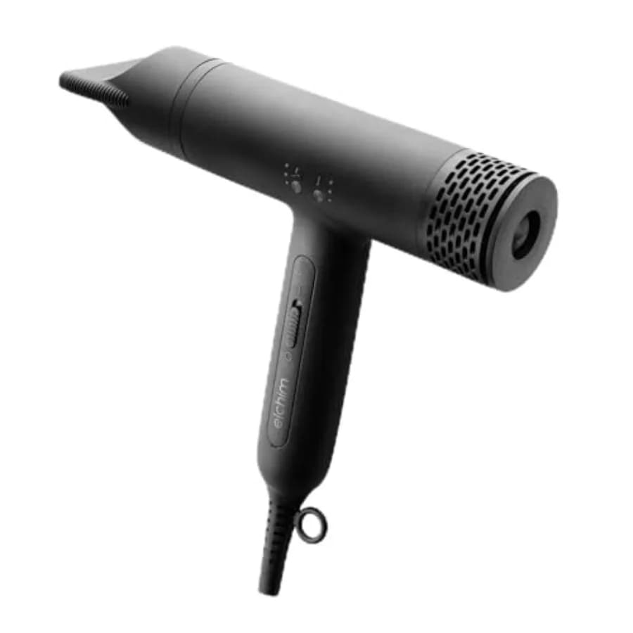 Professional hair dryer for home and salon use, 10.2 oz ultralight ABS plastic body in black, 110.000 RPM motor with fa