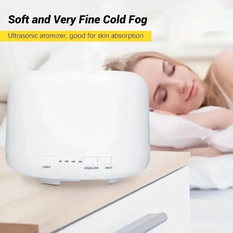 Diffusore e umidificatore di oli essenziali per aromaterapia da 500 ml con luce notturna rilassante, alimentato tramite USB, spegnimento automatico, ideale per la casa, di