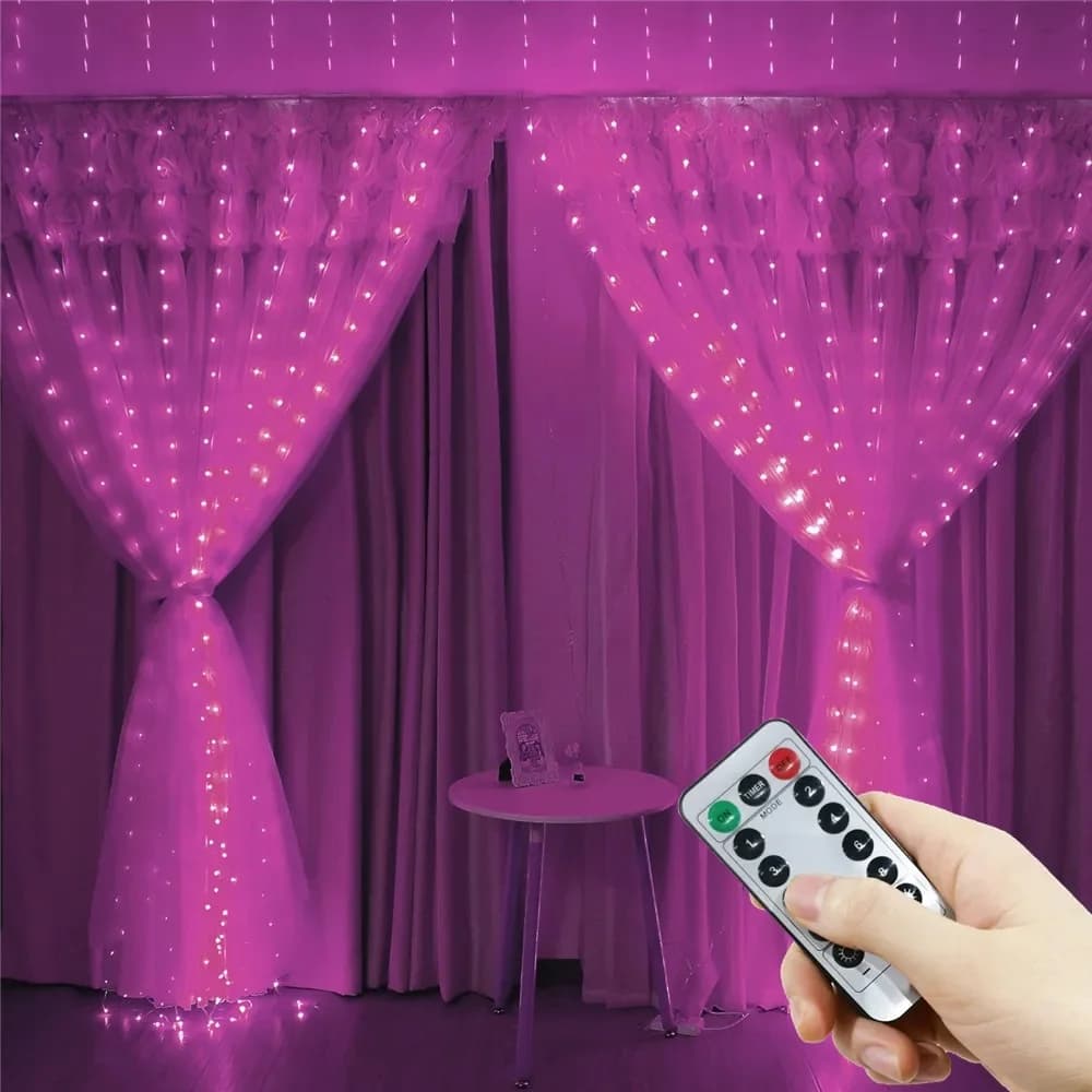 Luci a Tenda LED USB 100-600 LED, Luci Fatate per Matrimoni, EID Mubarak, Camera da Letto, San Valentino, Ramadan, Decorazione Casa 2026
