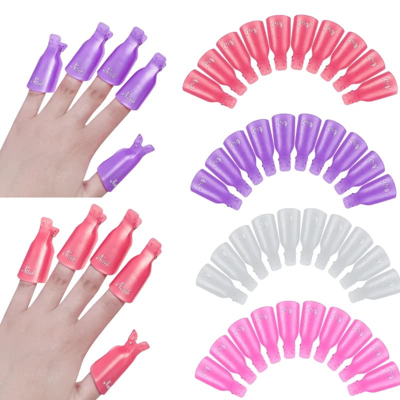 10 Pezzi/Scatola Clip Colorate per Rimozione Smalto Gel UV, Accessori per Nail Art, Strumenti per Pulizia Unghie Fai-da-Te