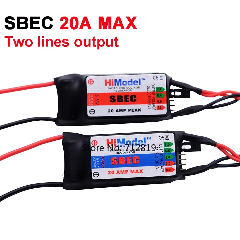 20A Regolatore di Tensione di Commutazione SBEC UBEC 2-12s Ingresso Due Linee 5.0V/7.4V/8.4V/9V/12V Uscita per RC Aereo Auto Barca Modello FAI DA TE