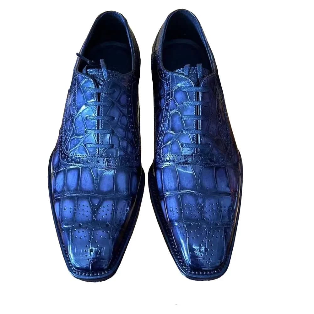 eyugaoduannanxie nuovo arrivo Scarpe in coccodrillo per uomo Colore pennello Scarpe formali da uomo scarpe eleganti maschili