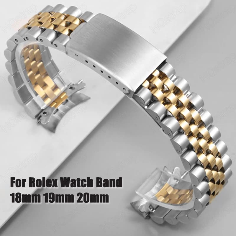 Solid Stainless Steel Bracelet with Curved End for Rolex watch strap 18mm 19mm 20mm Metal Bracelet Women's Man Working Strap Accessories