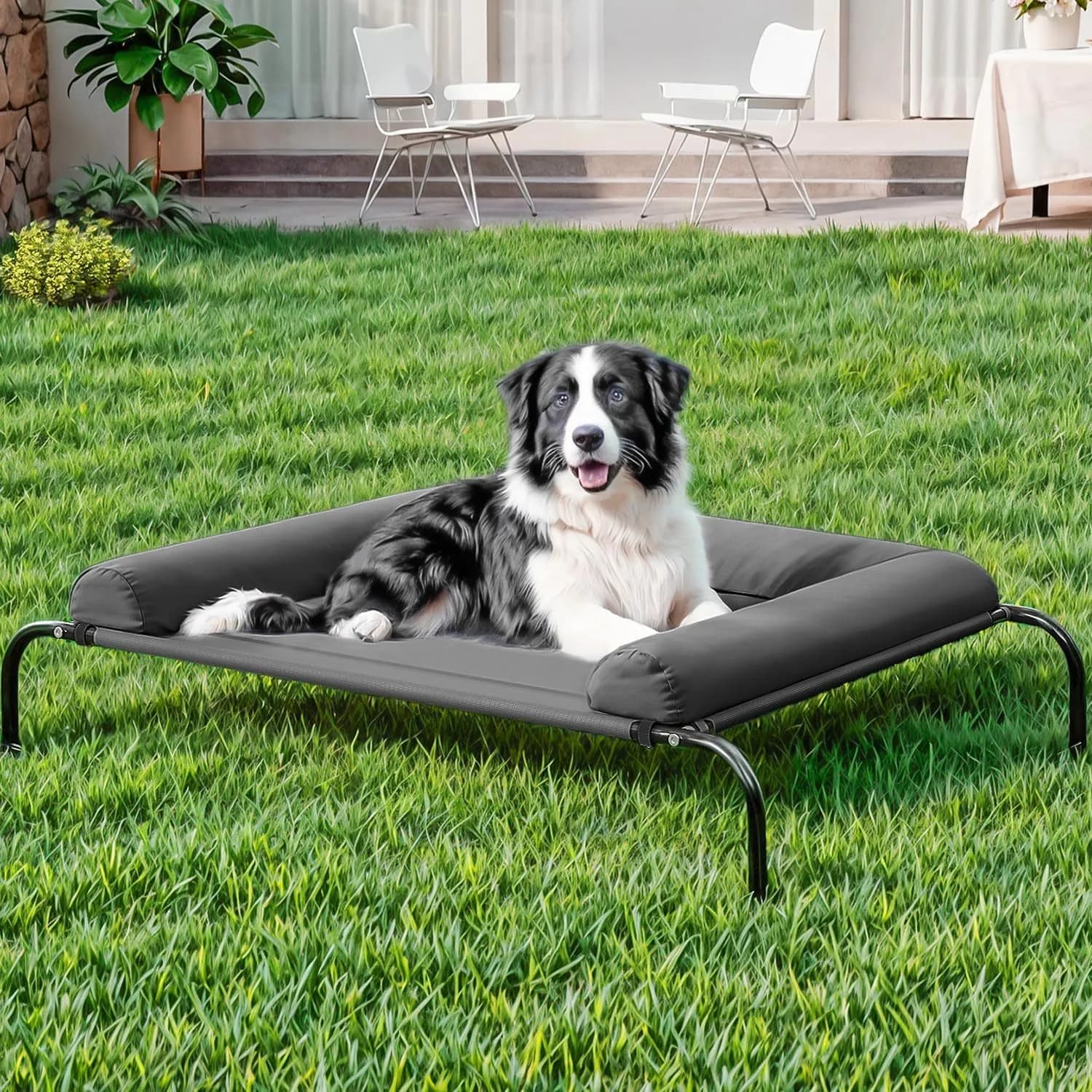 Grande letto per cani con raffreddamento elevato Cuccia portatile anti-masticazione per esterni con poggiapiedi antiscivolo Letto per animali domestici