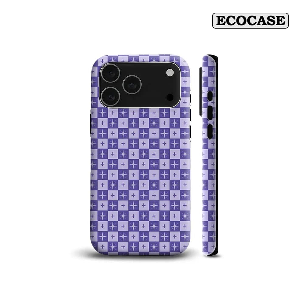 Purple Star Check Tile For Magnetic Phone Case For IPhone 18 17 16 15 14 13 Pro Max Plus Single Double-Layer Tough Case