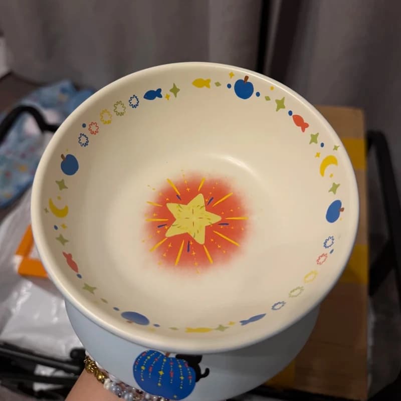 Ceramic Fruit Flower Pattern Cat Bowl, Drinking Food Bowl for Cats and Dogs Not Easy To Knock Over Easy Clean, Pet Supplies, 1Pc