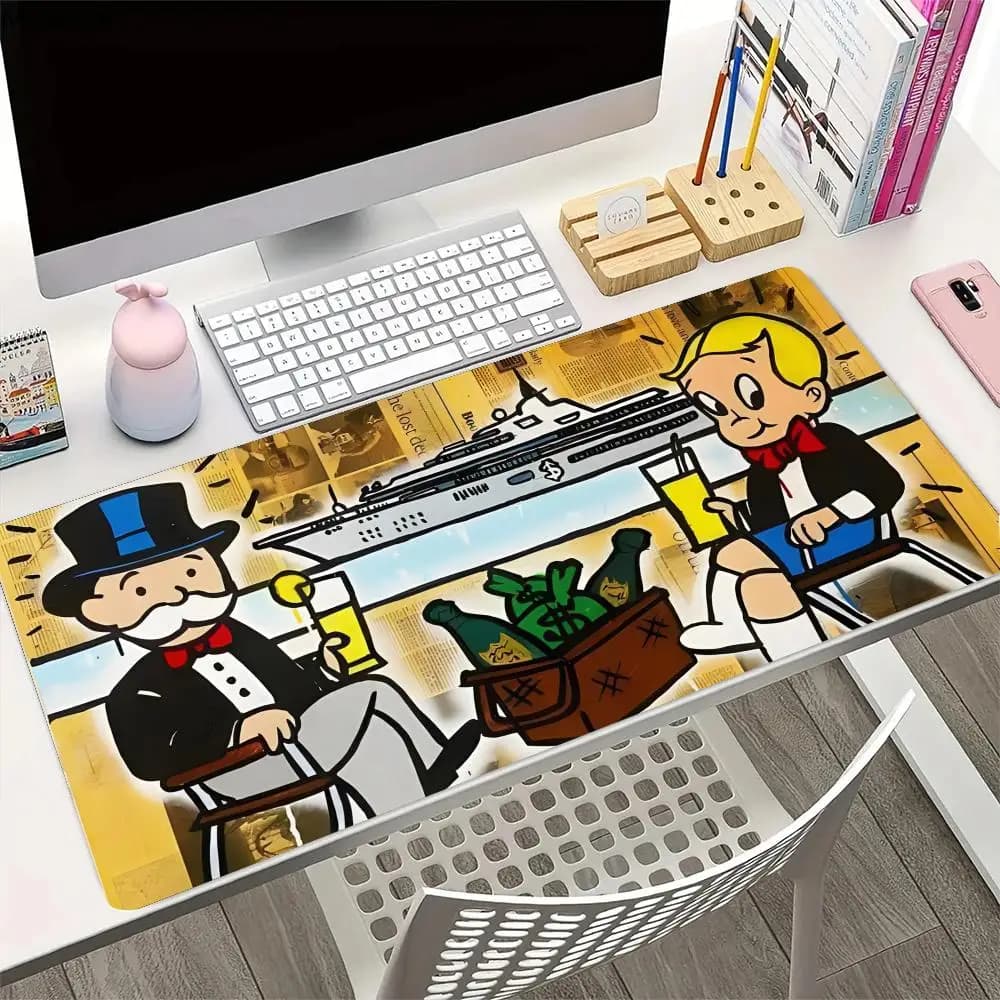 Tappetino per Mouse Monopoly, Grande Mousepad da Gaming con Bordo Rinforzato, Tappetino Spesso per Tastiera e Scrivania