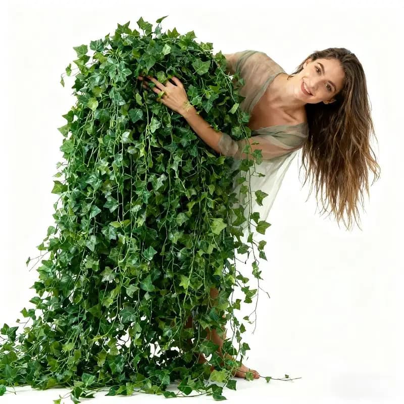 24 PZ Total 19 m/755 inches Edera Garland for Home Living Room Wall Decoration Artificial Green Screw for Wedding Decoration