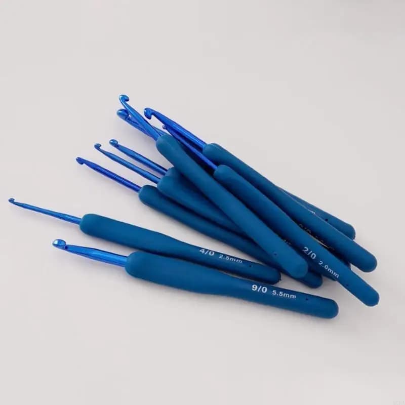 97BA 9 dimensioni 2mm-6mm Uncinetti ergonomici Manico lungo Ago per uncinetto per hobbisti esperti principianti