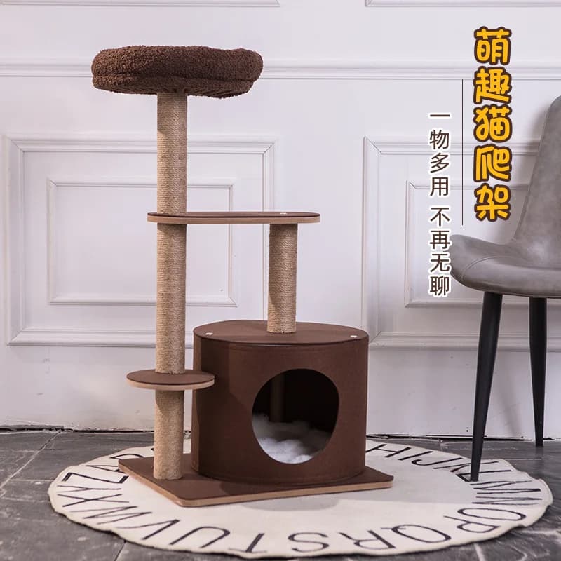 Cat Tree with Sisal Scratching Post, Multi-Level Climbing Frame, Space Capsule Bed, Interactive Toys for Multiple Cats, Home Use