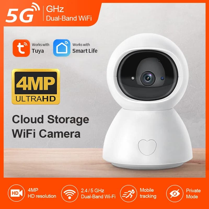Telecamera IP Dome PTZ Wireless 4MP 1440P Dual Band WIFI con App Tuya, Rilevamento Umanoide AI, Tracciamento Automatico, Monitoraggio Bambini e Sicurezza Domestica