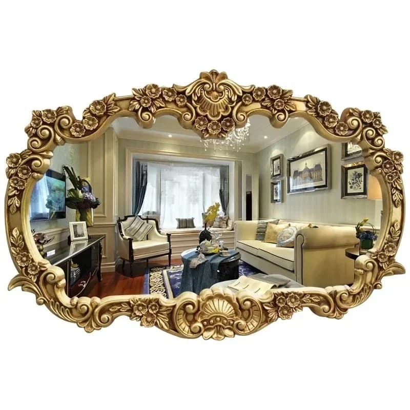 TTTTA13 Specchio da Bagno in Stile Europeo, Specchio Decorativo per Ville di Lusso, Locali di Intrattenimento, Specchio da Bagno
