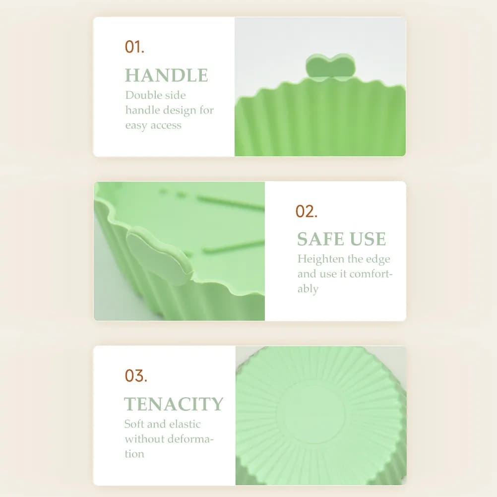 Set di 3 Tappetini in Silicone per Friggitrice ad Aria, Antiaderenti, Resistenti al Calore, Riutilizzabili, Multifunzione, Accessori per Cestello e Teglia