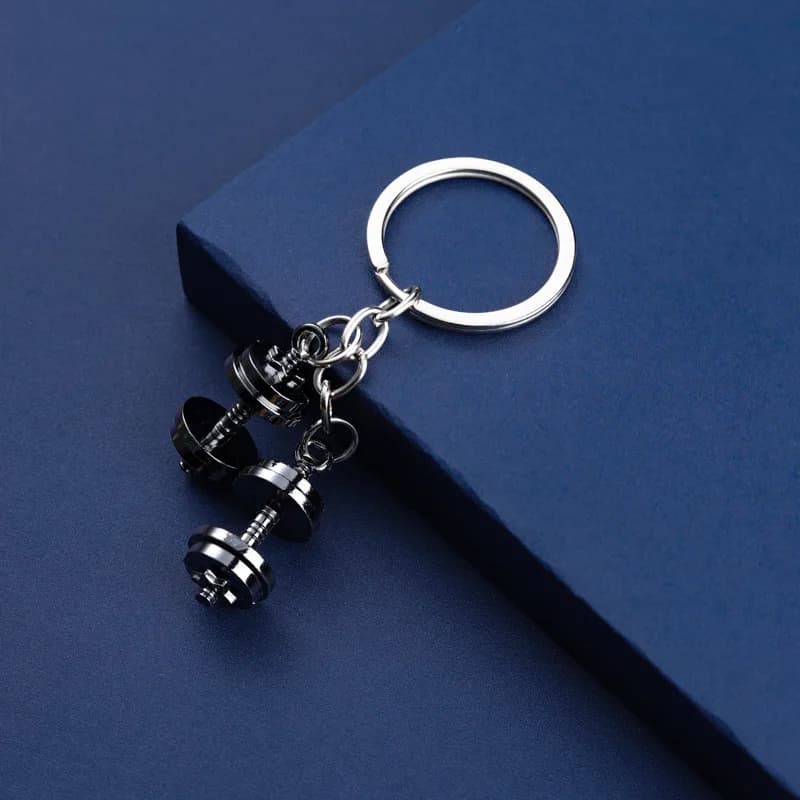 New Mini Metal Dumbbell Keychain For Man Double Dumbbell Gym Mobile Backpack Hanging Accessories Keychain Party Gift Wholesale