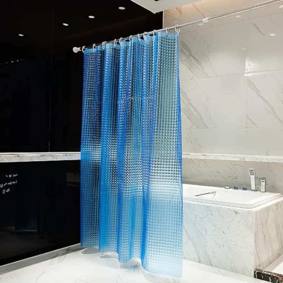 Blue Shower Curtain Liner, 100 Waterproof EVA 3D Shower Curtains with 3 Duty Heavy Bottom Magnets and 12 Rust Proof Grommets, 7