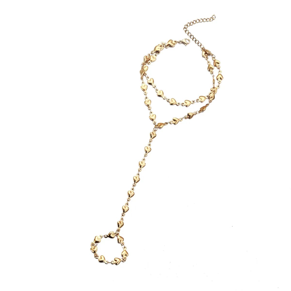 Braccialetto schiavo MinaMaMa braccialetti con catena a forma di cuore in acciaio inossidabile per le donne gioielli con catena a mano con dito a cuore di moda