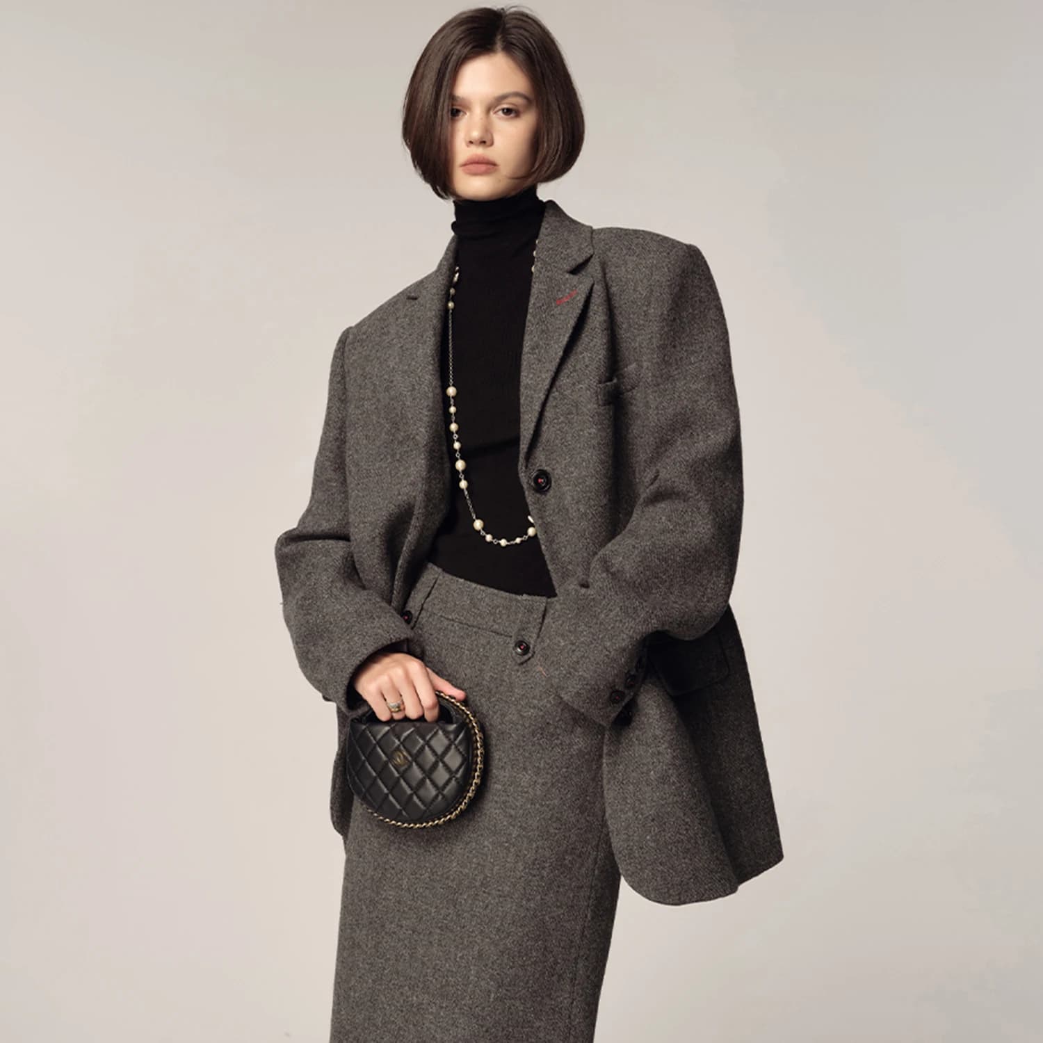 Allingentle Giacca da abito elegante in lana grigio scuro per abiti da lavoro da ufficio per feste aziendali Personalizza