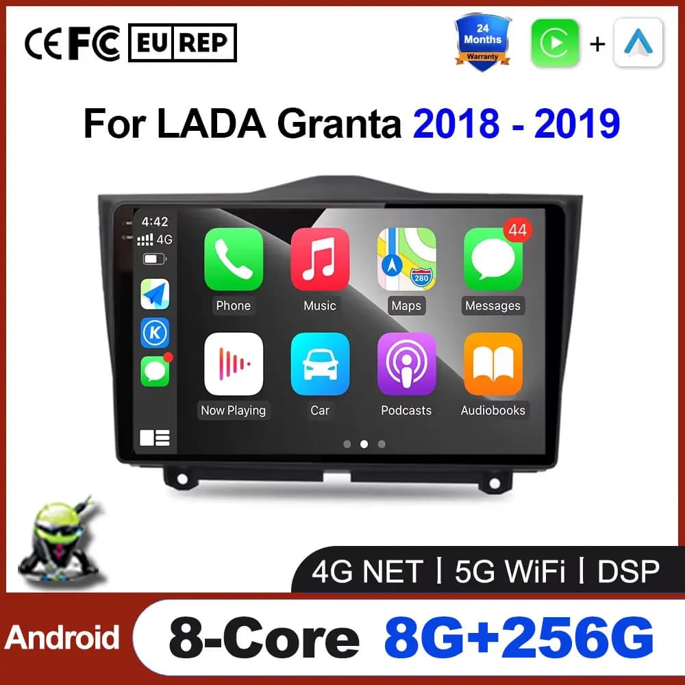 Autoradio Carplay Per LADA Granta Cross 2018 - 2019 Navigazione GPS Android 16 Auto Schermo Video Stereo 4G Wifi Bluetooth SWC