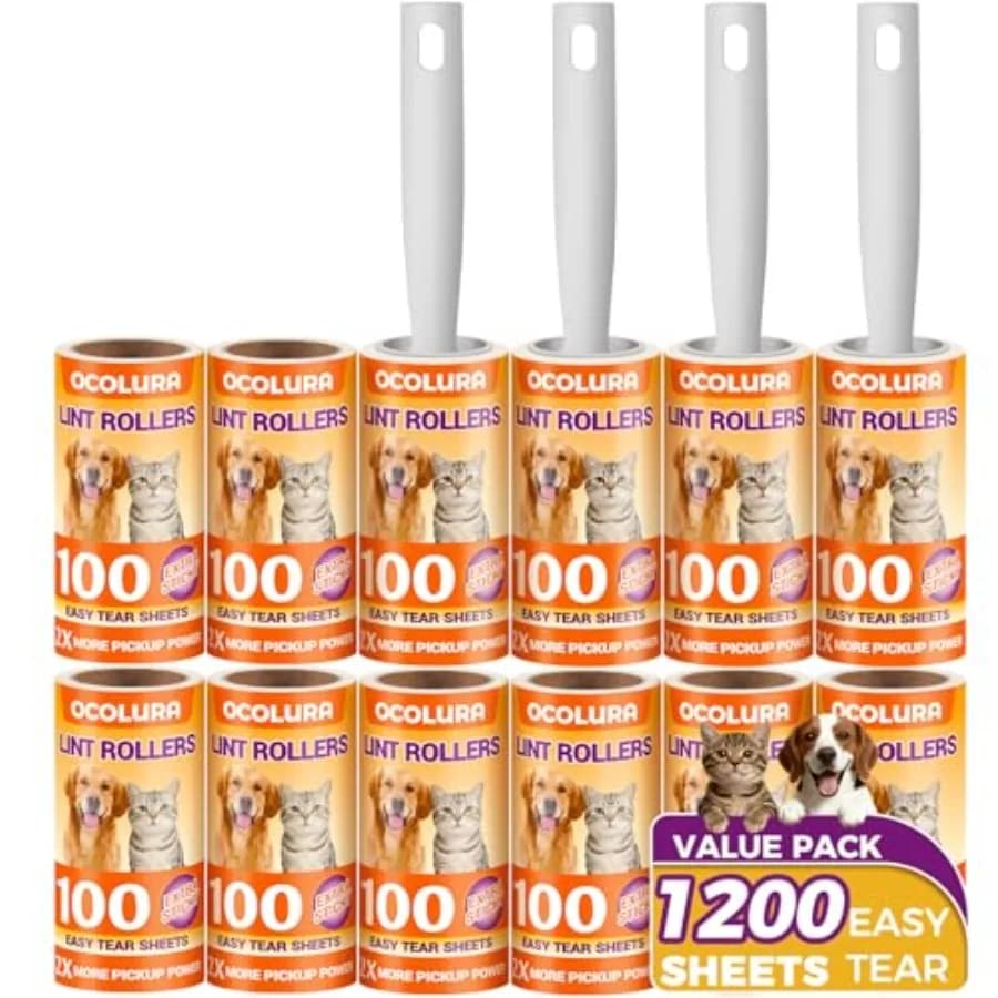 1200 Fogli di Rulli Adesivi Extra per Peli di Animali, Rimuovi Pelucchi Facile da Strappare per Peli di Cani e Gatti, Vestiti, Rullo Multiuso per Pelucchi