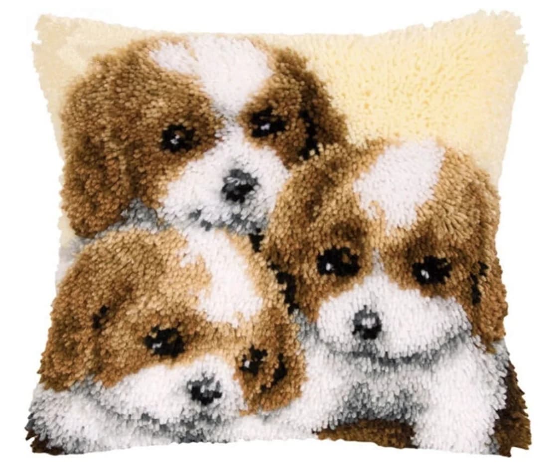 Kit di ganci di chiusura fai-da-te Kit di filati Cuscino Tappeto Modello Arti e mestieri Cucito all'uncinetto (Cane: 16x16 pollici/40x40 cm)