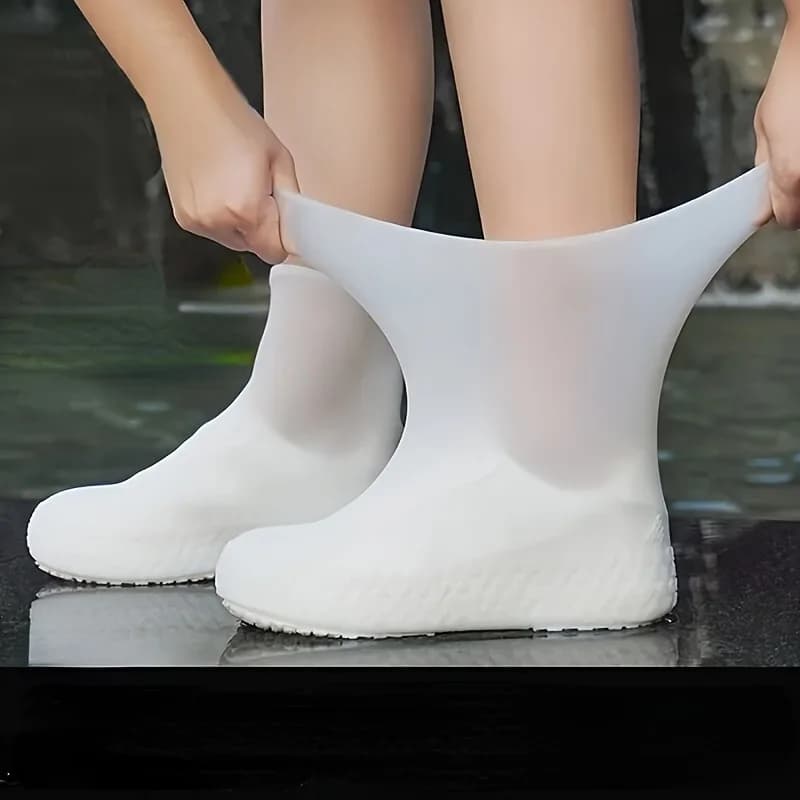 2PCS unisex waterproof shoe cover, lightweight and durable PVC rain boots, bright yellow elastic fit, suitable for rainy days, hand washing or dry cleaning, rain gear, rain shoes, flexible footwear, rain shoe cover, rain shoe cover