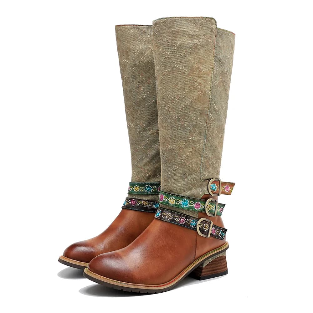 Socofy Raffan inverno neve Lunghi designer da donna Stivali in vera pelle scarpe per stivali da cowboy eleganti e comodi da donna