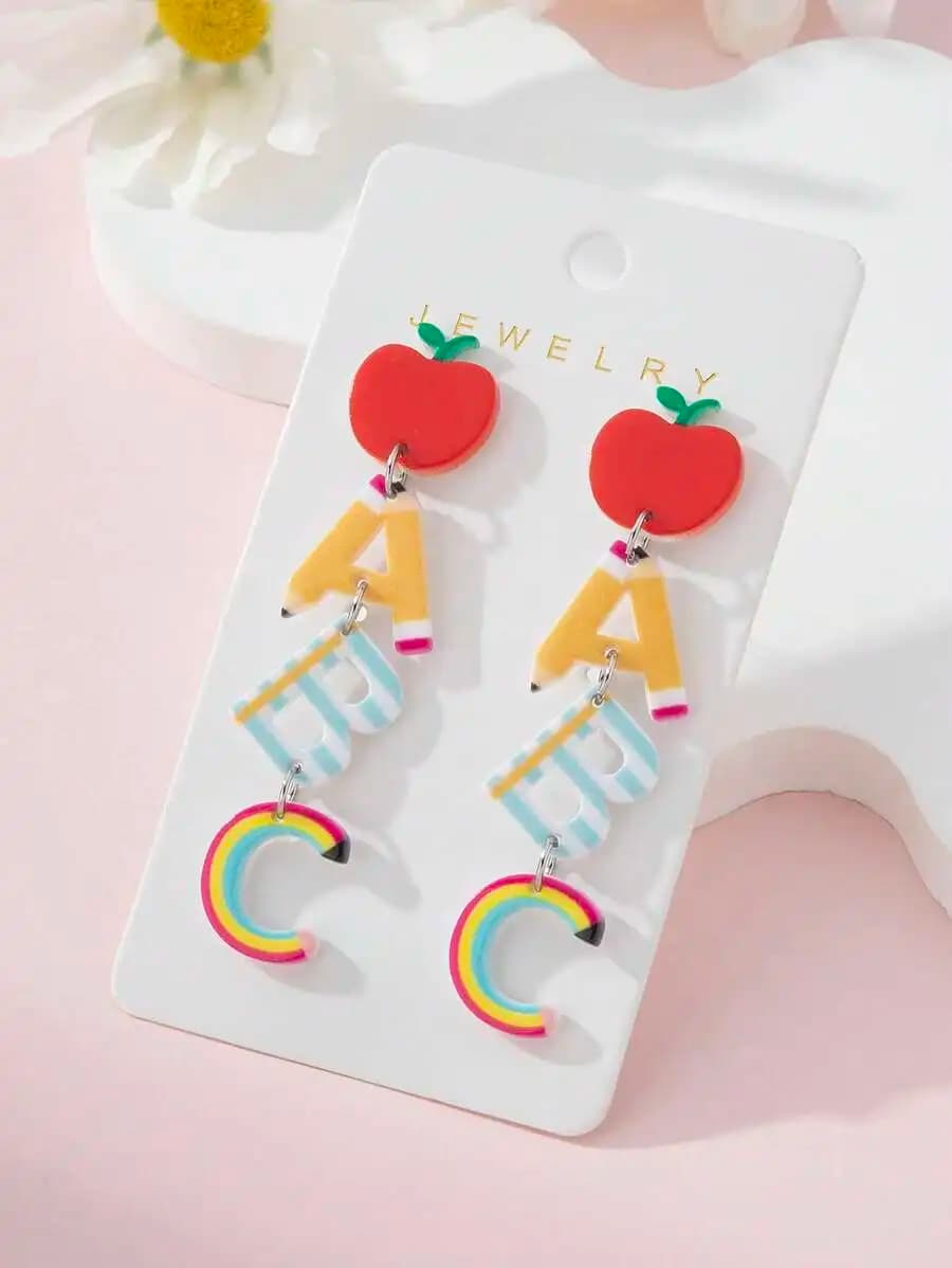 Acrylic And Alphabet Letter Drop Earrings For Women