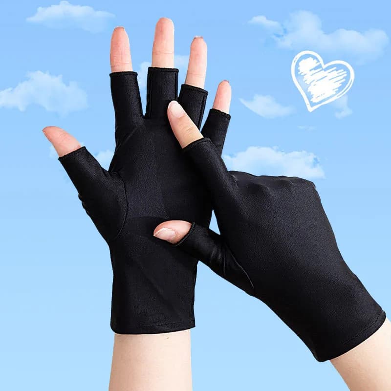 Guanti mezze dita da donna guanti da ciclismo elasticizzati Anti UV da guida in tinta unita guanti in Spandex senza dita guanti sottili traspiranti