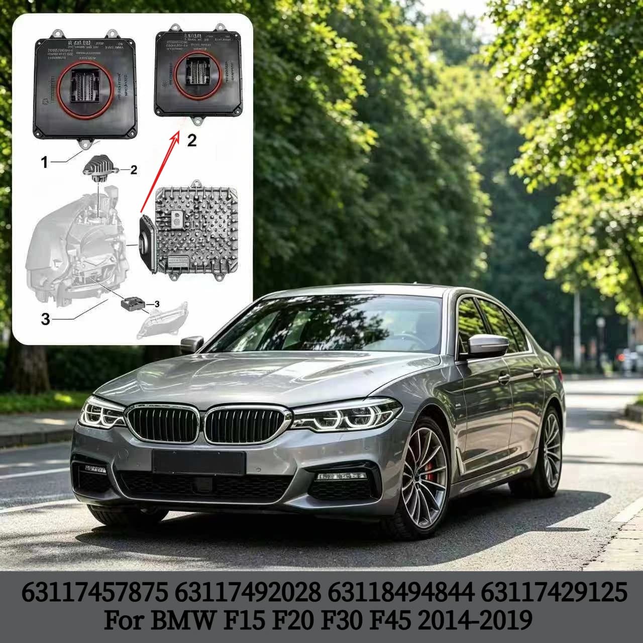 63117457875 63117492028 63118494844 63117429125 Modulo di Ricambio per Faro LED BMW F15 F20 F30 F45 2018-2020
