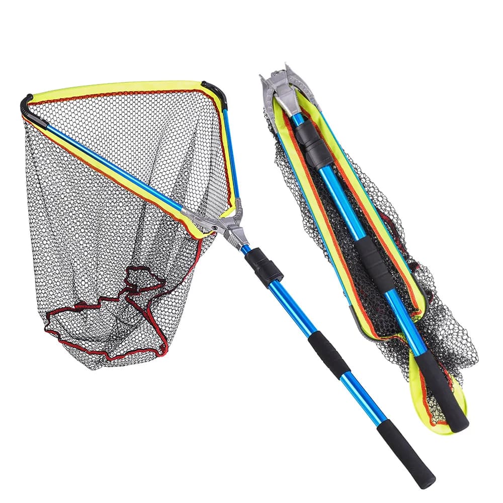 Rete da pesca a mano da 2 m Triangolo retrattile in lega di alluminio Rete da pesca rinforzata a mano pieghevole veloce Rete esagonale da 5 mm