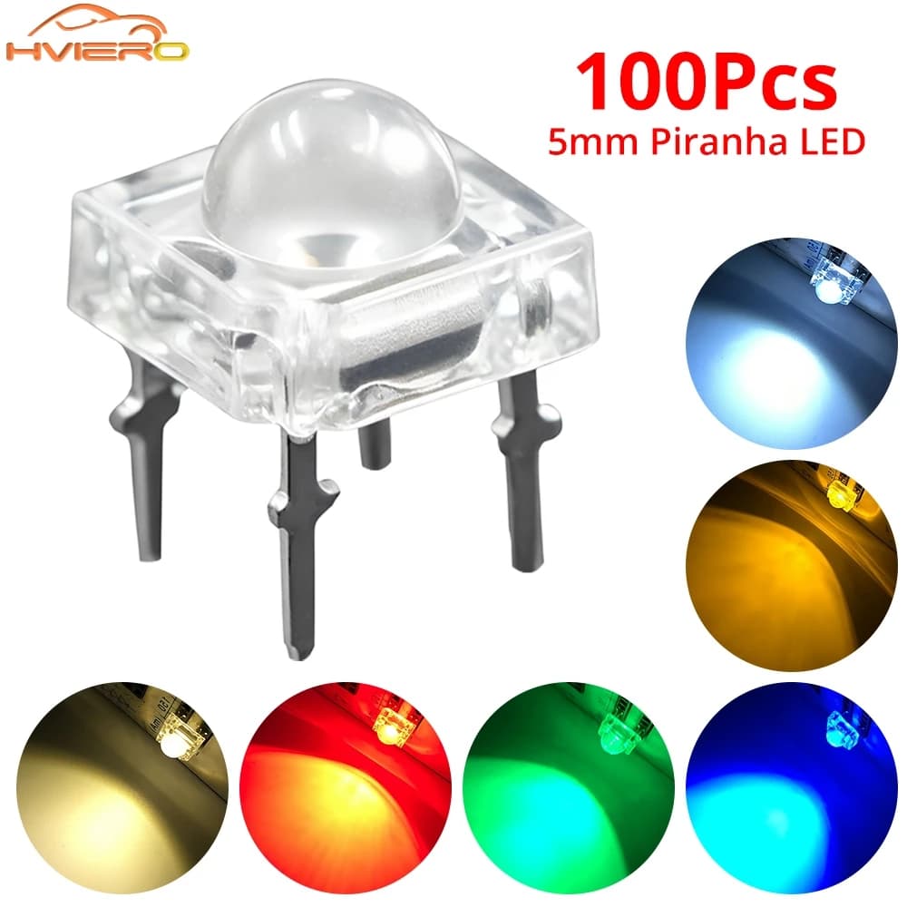 10/100X Min F5 5mm Diodo Ha Condotto La Lampadina Cupola Flux Acqua Trasparente Lampada Piranha Bead FAI DA TE Emissione festa di festa Decorazioni di Halloween luce