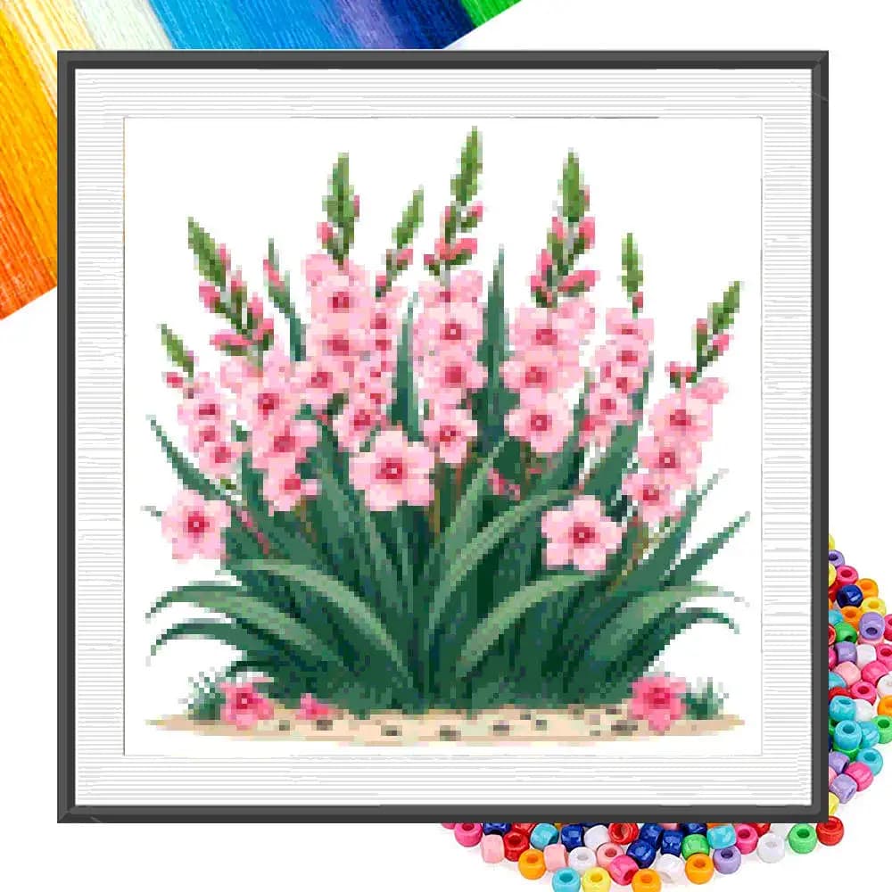 Kit per ricamo con perline parziali Bouquet floreale rosa Filo fai da te Completo 11CT Punto croce Decorazione floreale artistica