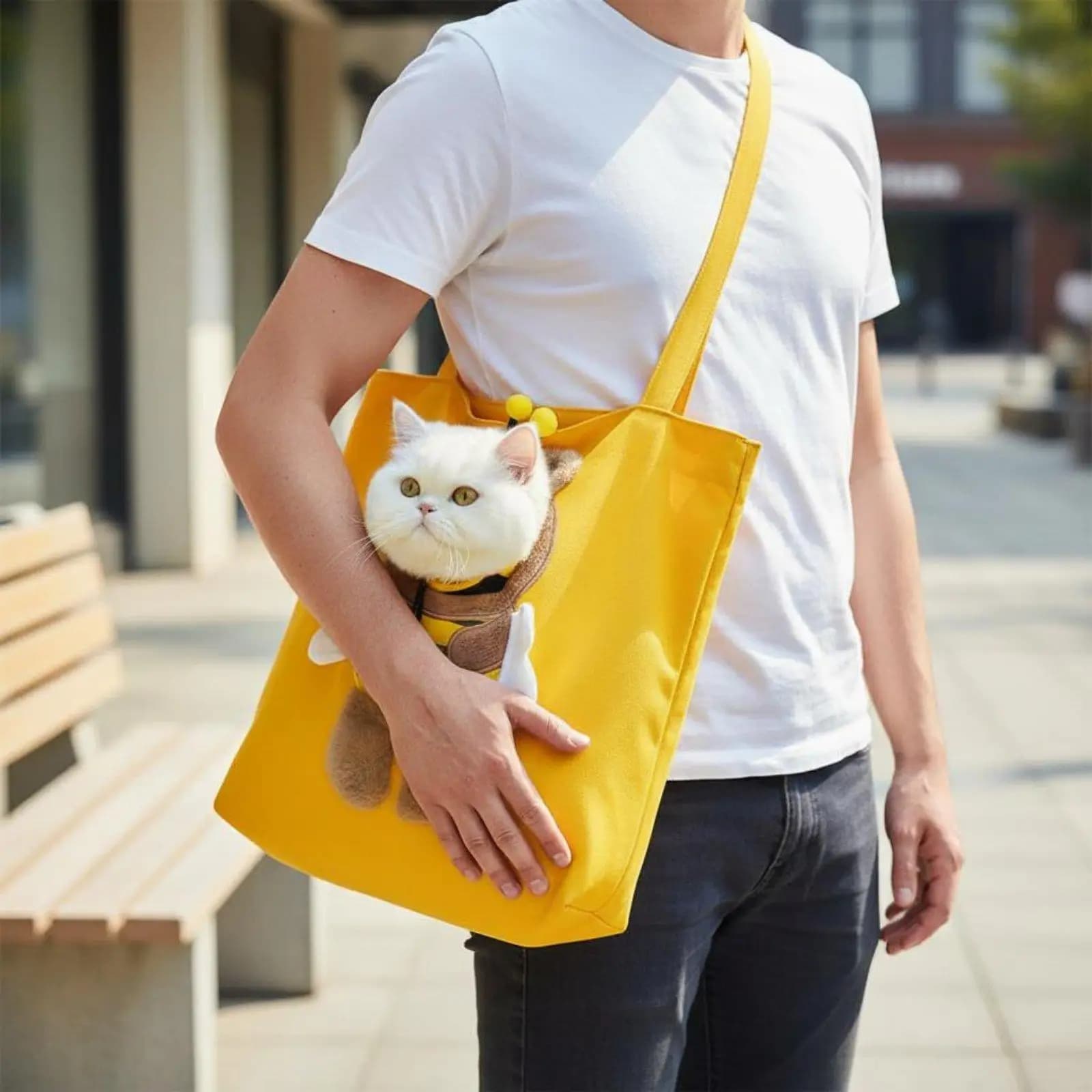 Head-out Pet Tote Bag Portable Small Pet Carrying Tote Breathable Material Cat Carrier Purse for Veterinarian Visits, Outdoor,