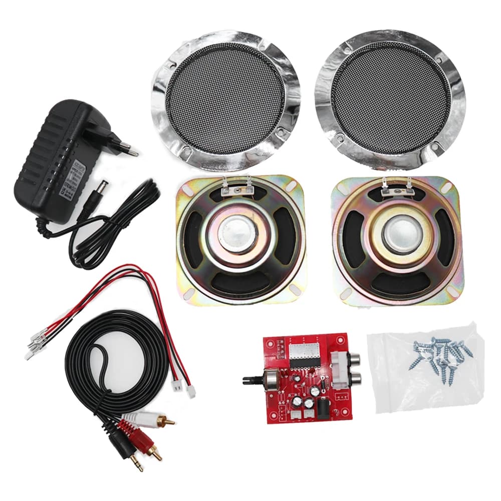 Kit amplificatore audio per console di gioco arcade, amplificatore Cavo di alimentazione per altoparlanti da 4 pollici 5W per accessori per armadietti di giochi arcade