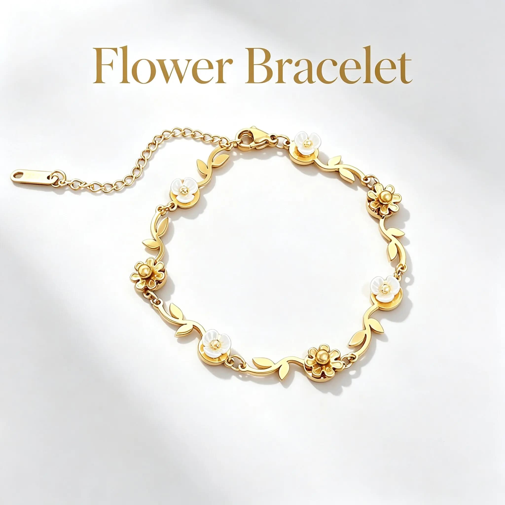 1pc AENSOA Woman Stainless Steel Bracelet Minimalist White Small Flowers Vine Hand Chain Classic Romantic Jewelry Gift