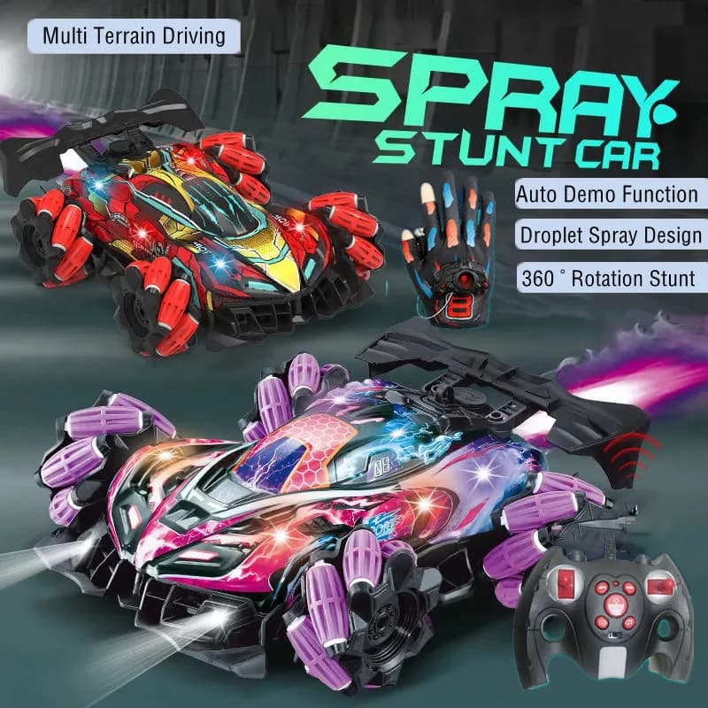 Auto Acrobatica Intelligente con Controllo Gestuale e Spray d'Acqua, Doppio Radiocomando, Rotazione a 360° ° Auto RC da Drift con Illuminazione e Rotazione Automatica Multidirezionale