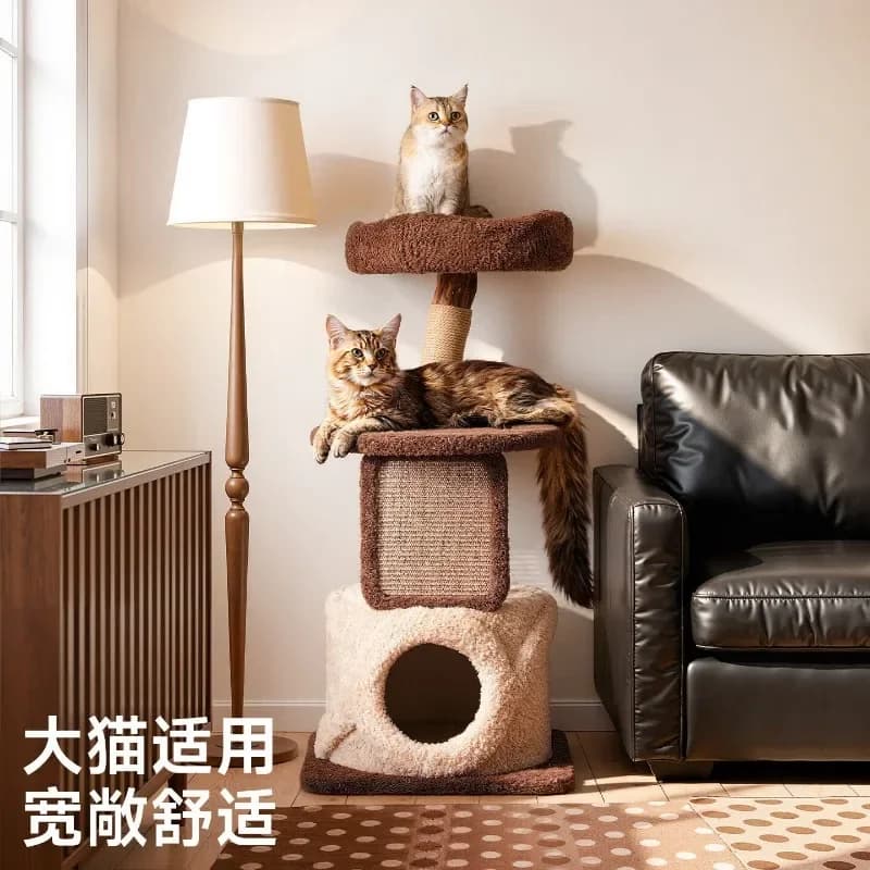 Cat climbing frame integrated small apartment does not occupy a solid wood column small tree house
