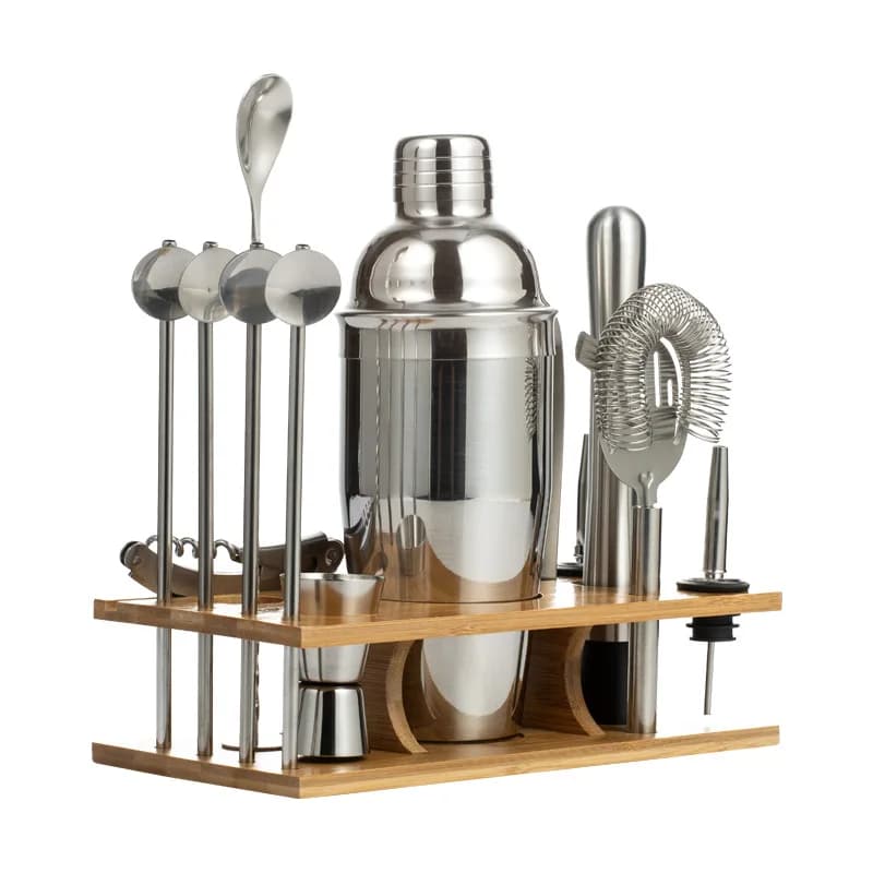 Kit da barista in acciaio inossidabile da 14 pezzi, set professionale da bar per cocktail shaker, strumenti di miscelazione per bar domestico