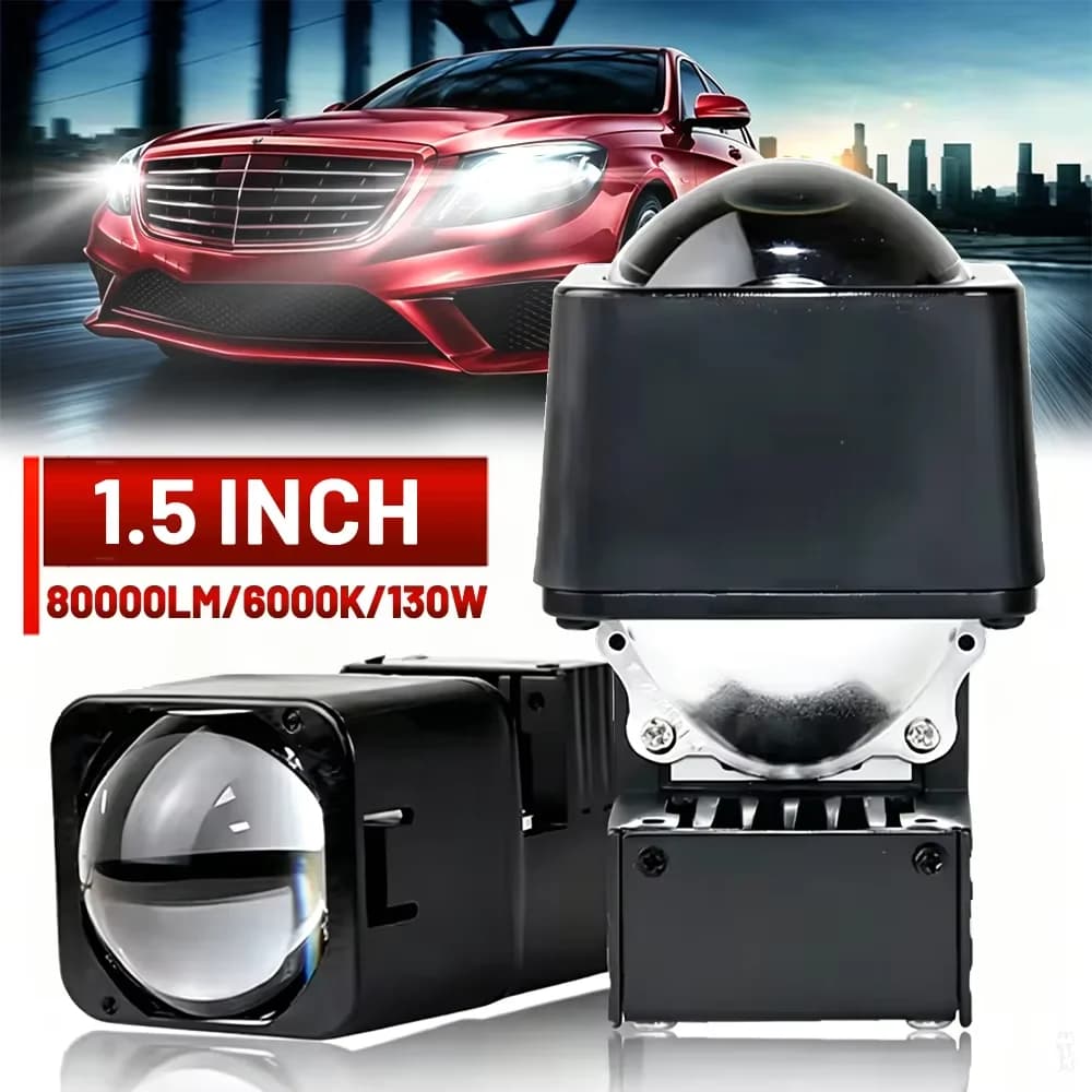 1.5Inch LED Fog Light Lens Matrix Bi Led Projector Retrofit Headlight Hi-Low Beam Car Mini Lens Projector Motorcycle Accessories