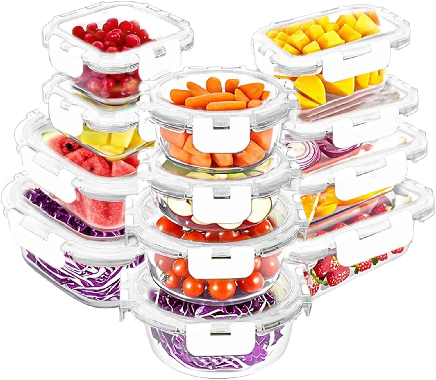 12 Packs Glass Food Storage Containers Set, Airtight Glass Lunch Containers, Glass Meal Prep Containers with Lids,Exclusive of