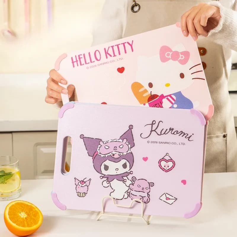 Tagliere in PP con Personaggi Hello Kitty, Kuromi e My Melody, Antiscivolo, Accessorio da Cucina di Alta Qualità per Ragazze