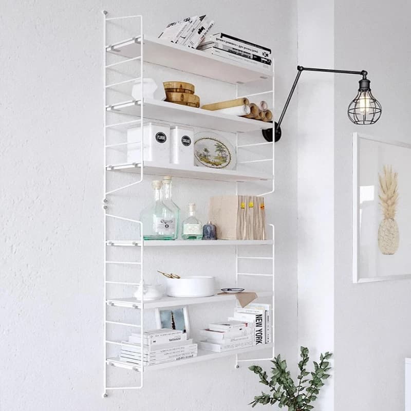 Set of decorative wall shelves, without drill installation, solid wood and iron organizers, floating shelves for living room bedroom