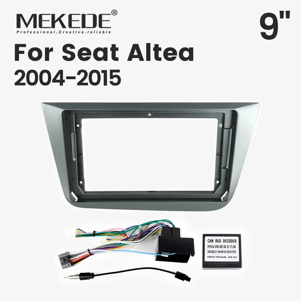Kit telaio radio multimediale Cruscotto da 9 pollici Cavo monoframe Pannello Canbus Cornice radio Set completo per Seat Altea 2004-2015