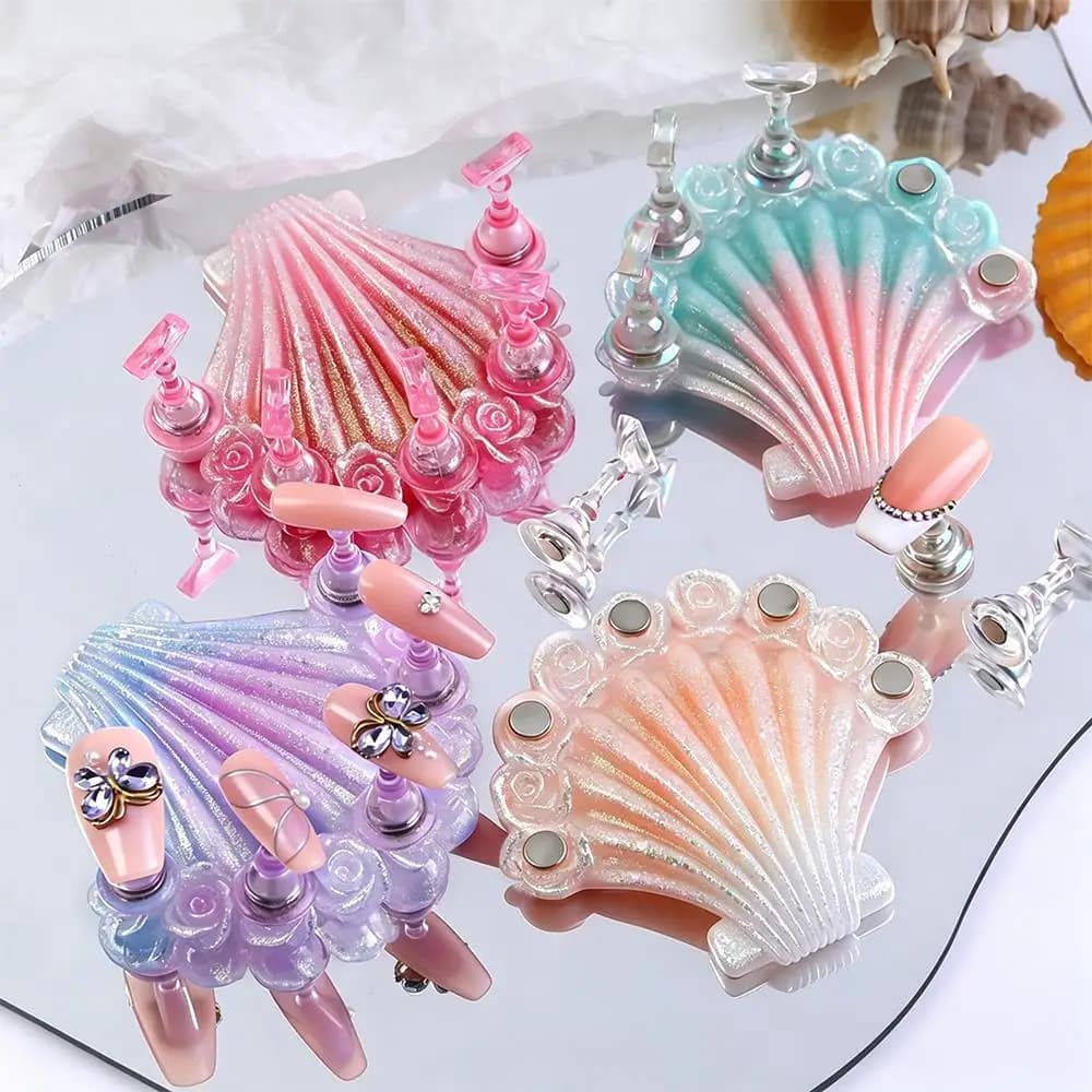 1 Pezzo Espositore per Unghie a Forma di Conchiglia Aurora, Strumento per Principianti per Pratica Manicure, Espositore per Smalto Gel e Design Unghie da Salone
