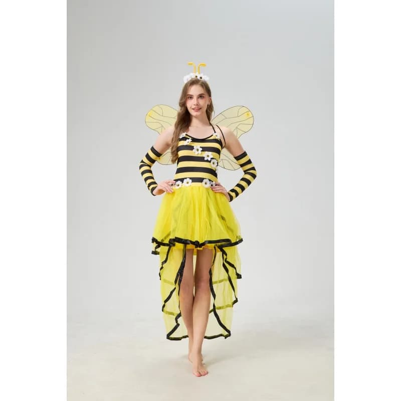 adult Halloween carnival bee queen insect cosplay costumes for festival parties, including headband, wings, sleev