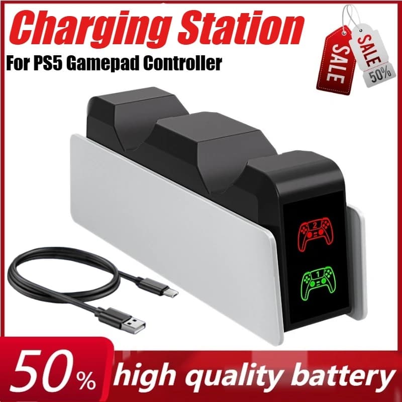 Per PlayStation 5 Doppio caricatore rapido Indicatore LED Docking station per supporto di ricarica per stazione di ricarica controller gamepad PS5