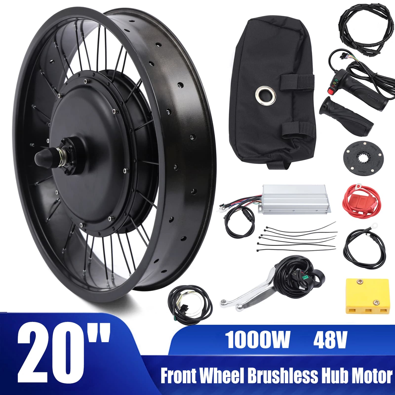 Kit di conversione EBike per bicicletta elettrica 20 "Kit telaio ruota anteriore E-Bike 20" 48V 1000W per kit motore bici fat tire
