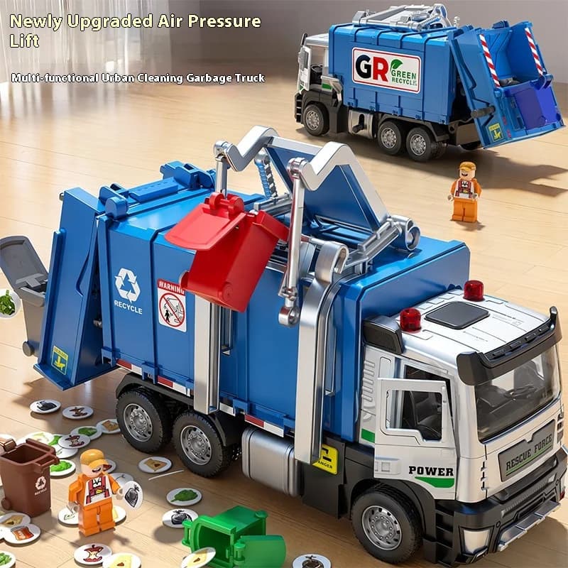 Grande camion della spazzatura in lega, giocattoli per bambini, classificazione di pulizia e trasporto del ragazzo, modello di auto per la pulizia dell'sanitari