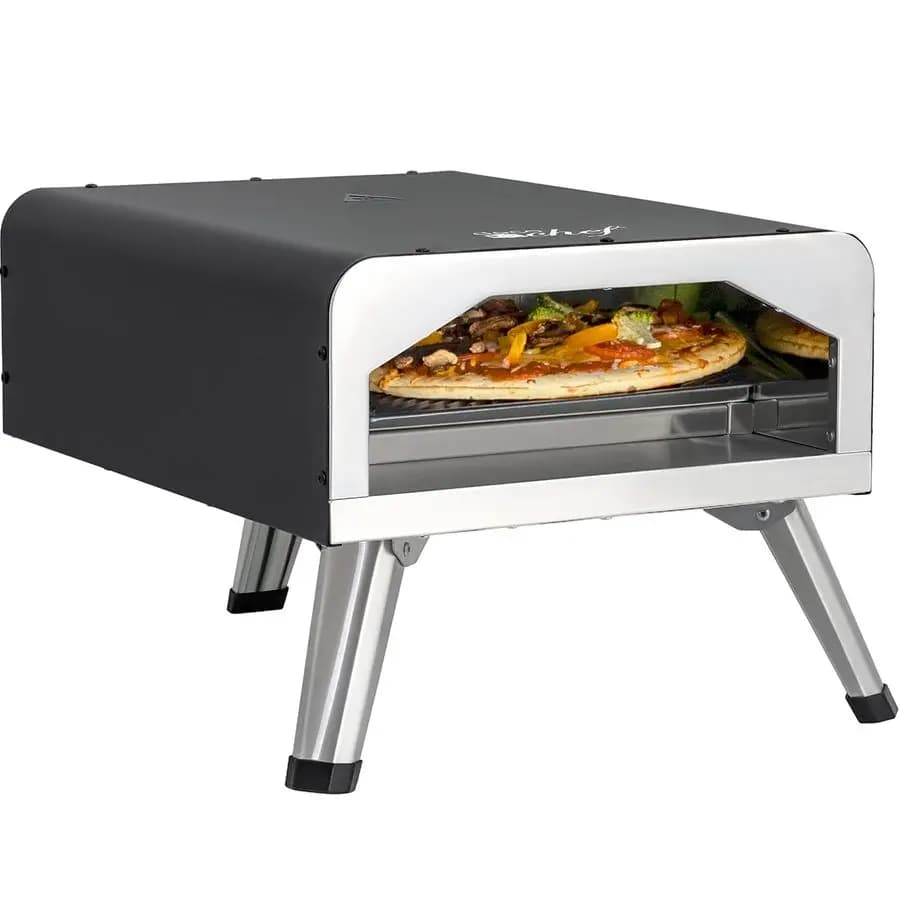 Forno Elettrico per Pizza, 12 Pollici con Pietra Refrattaria e Griglia, 1800W, Cuoce fino a 750 Gradi per Pizza Artigianale da Banco, 13 Pollici Diametro
