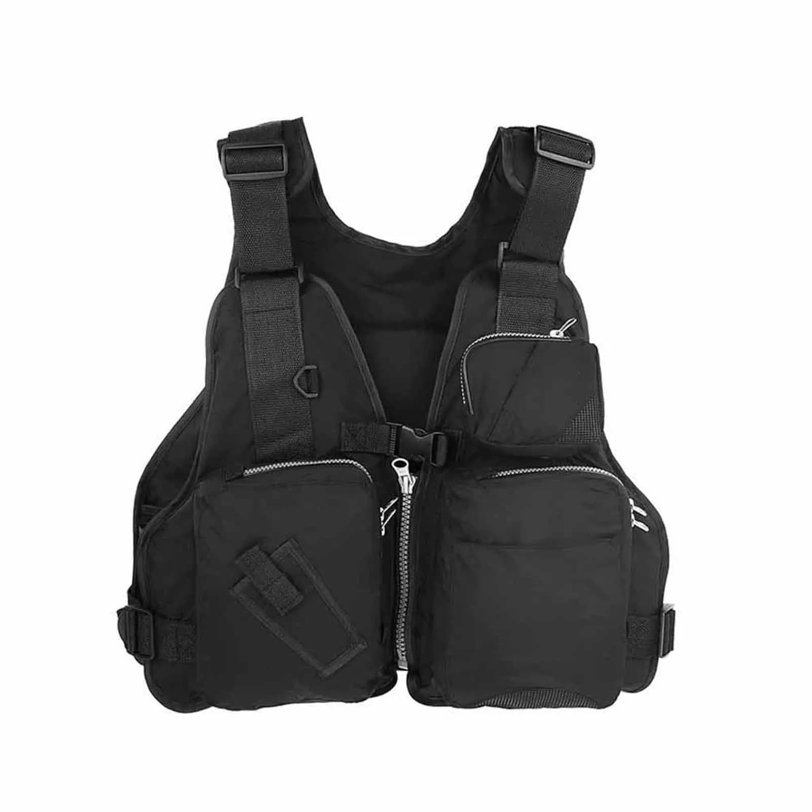 Giubbotto di salvataggio da pesca Giubbotto di salvataggio da pesca Indossare all'aperto Unisex Adulti Aiuto alla pesca Giubbotto di salvataggio Gilet di salvataggio Gilet nero di salvataggio